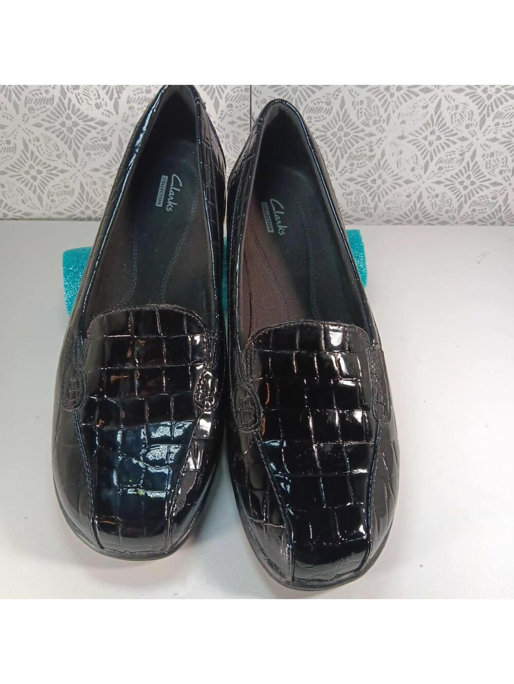 New Clark Collection Women’s Faux Alligator Slip On Loafer Shoes Black Size 12M